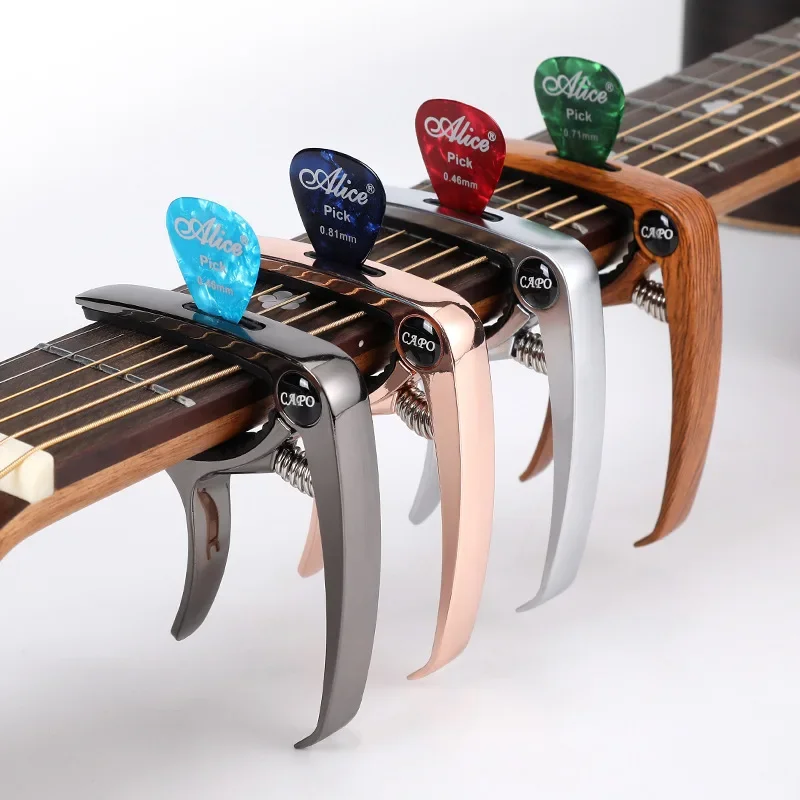 

1pc Metal Guitar Capo with Picks Holder Universal Alloy Guitar Capo Quick Change Clamp Key Acoustic Electric Guitar Bass Ukelele