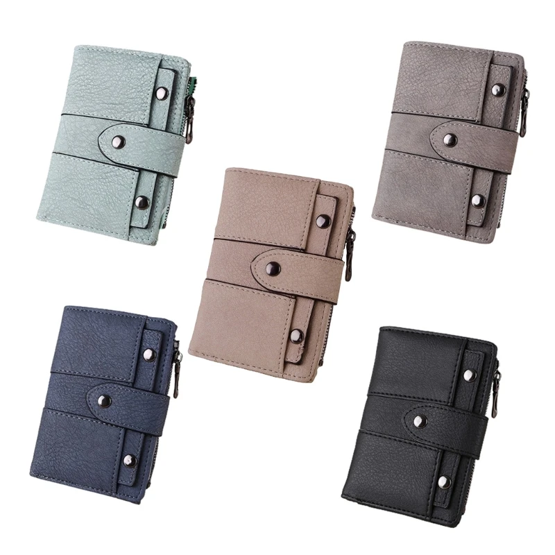 Women's Retro PU Leather Wallet Female Short Credit Card Holder Coin Purse Trifold Wallets for Girls Ladies