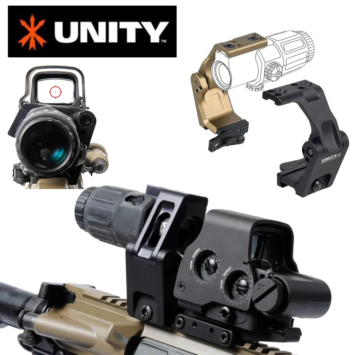 UNITY 고속 광학 라이저 마운트 G33 G43 확대경 에어소프트 무기 소총 551 552 553 558 홀로그램 레드 도트 ...