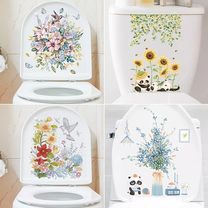 Pastoral Flowers And Plants Wall Sticker Bathroom Toilet Decor Decals Living Room Cabinet Home Decoration C209#