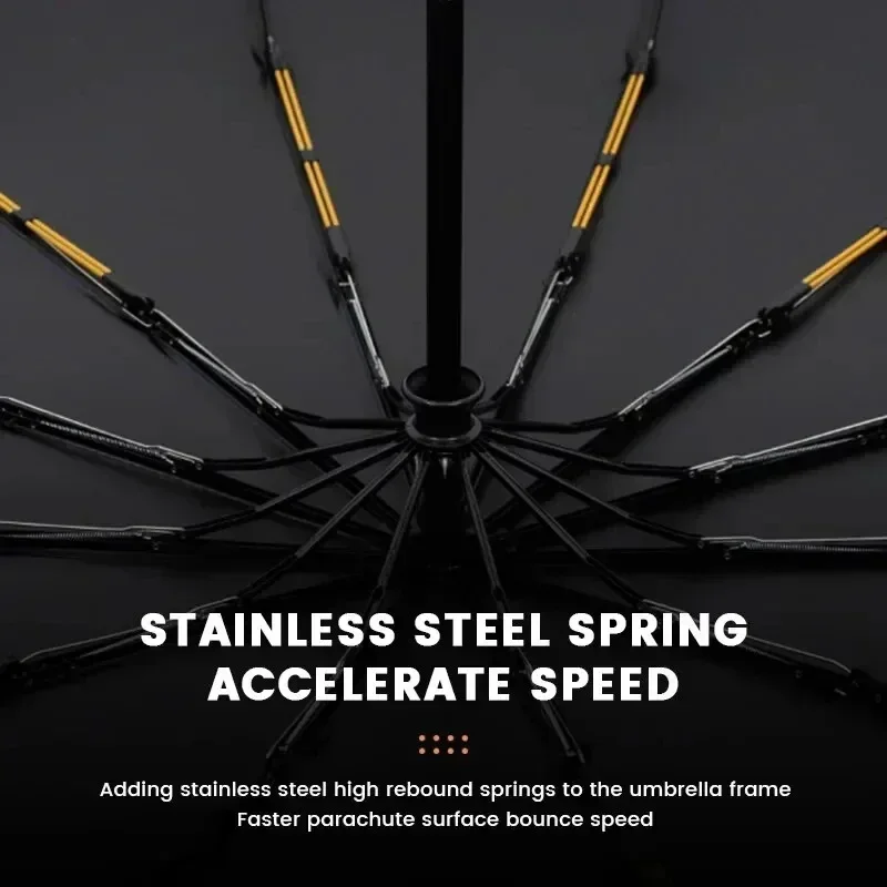 Bone Black Glue Fully Automatic Umbrella With Thick And Durable Keel Three Fold Umbrella UV Resistant Folding 12