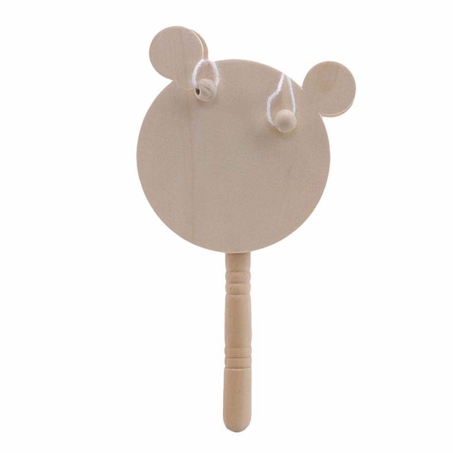 Wooden Rattles Pellet Drum Toy Rocking Drum Musical Instrument Toy For Newborn Baby Gift Pellet Baby Rattles Toy