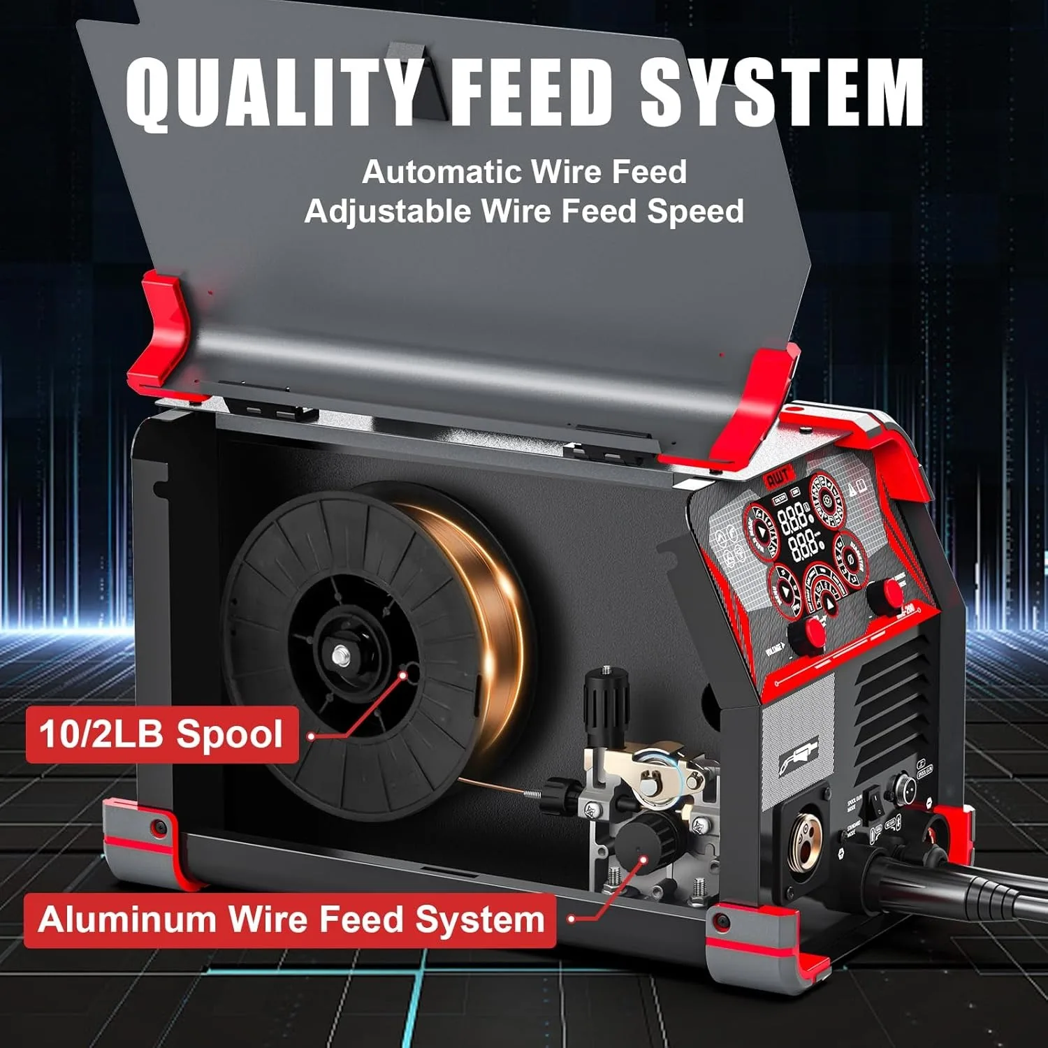 MIG Welder, 200Amp 8 in 1 Gas MIG/Gasless Flux Core MIG/Stick/Lift TIG/Spot Welding/Spool Gun Aluminum MIG Welder 4