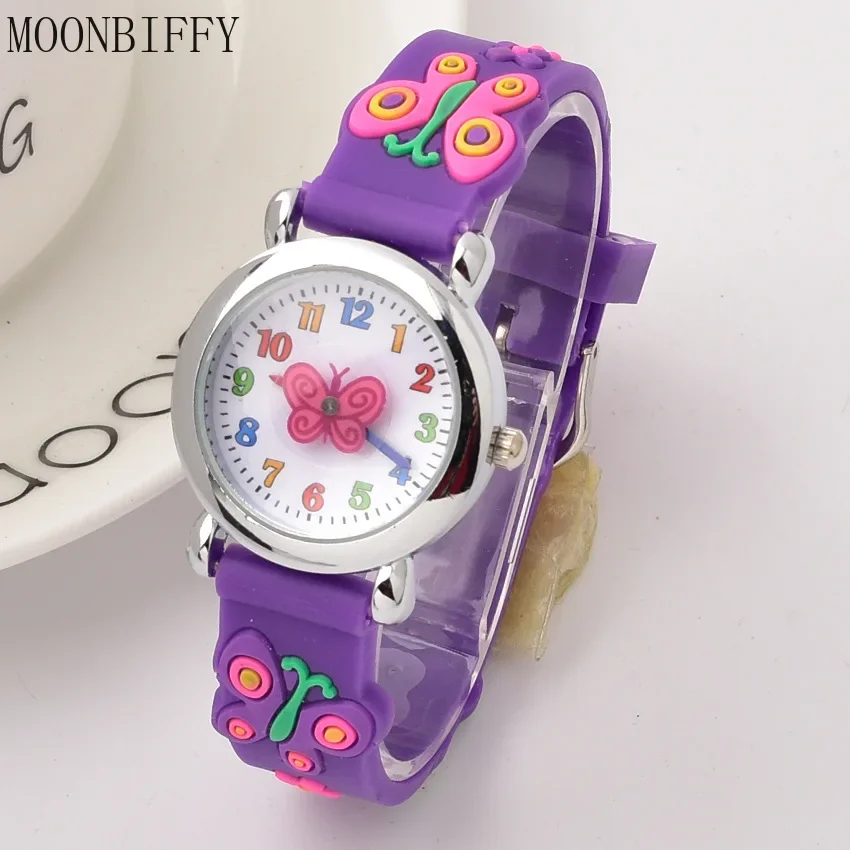 Boys and Girls with Children Cute Fashion Butterfly Rubber Quartz Watch Students Watch Colorful Tape Boy Girl Student Gift Watch 2