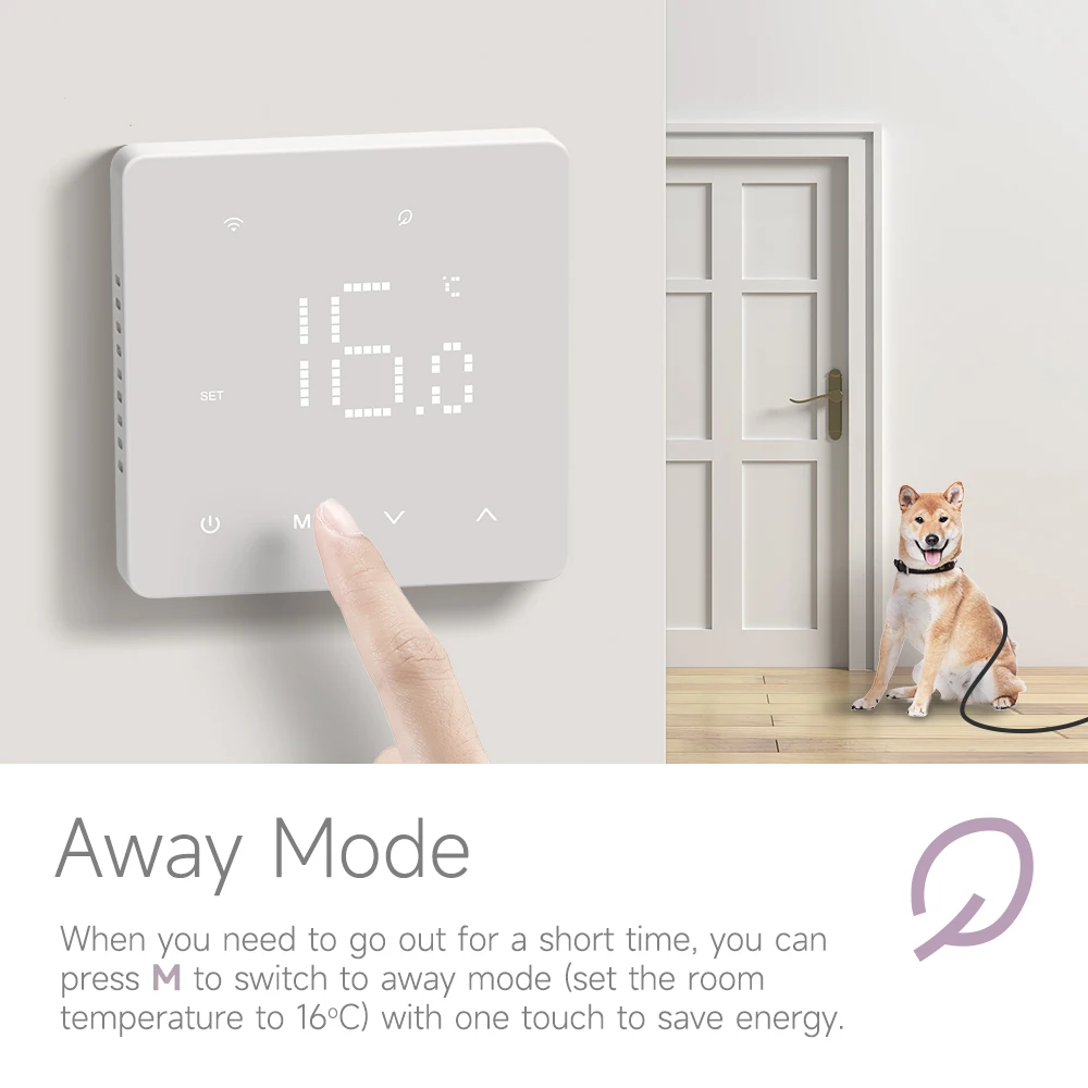 Комнатный термостат Beok Tuya с Wi-Fi для системы теплого пола, терморегулятор для газового бойлера, электрический обогрев с Alexa Google Home