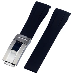 Fluororubber Sport Strap - Premium Rubber Watch Replacement Bracelet - 21mm (Black)