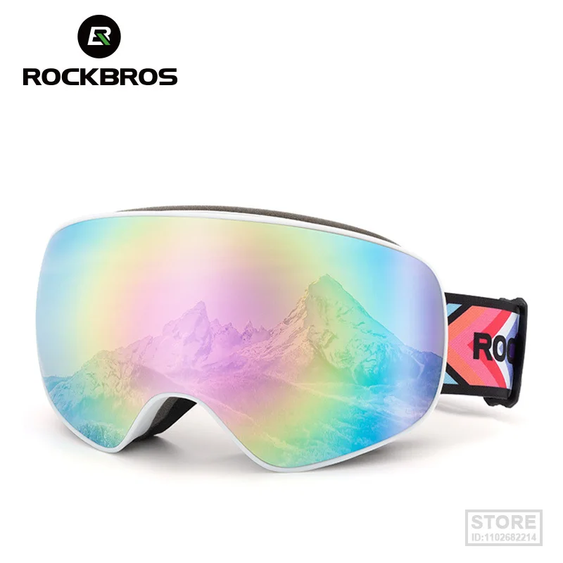 

ROCKBROS Double Anti-Fog Ski Goggles Available Myopia Glasses Large Clear View Skiing Men Women Outdoor Sport Snowboard Eyeware