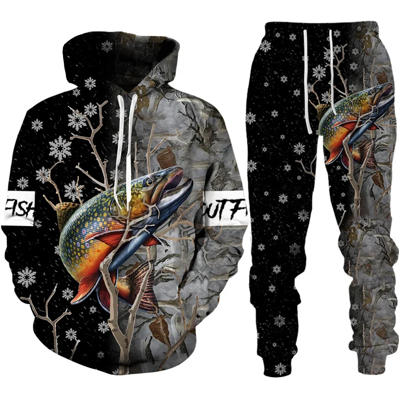 Novelty 3D Fish Printed Men Women Hoodie/Pants/Suit Harajuku