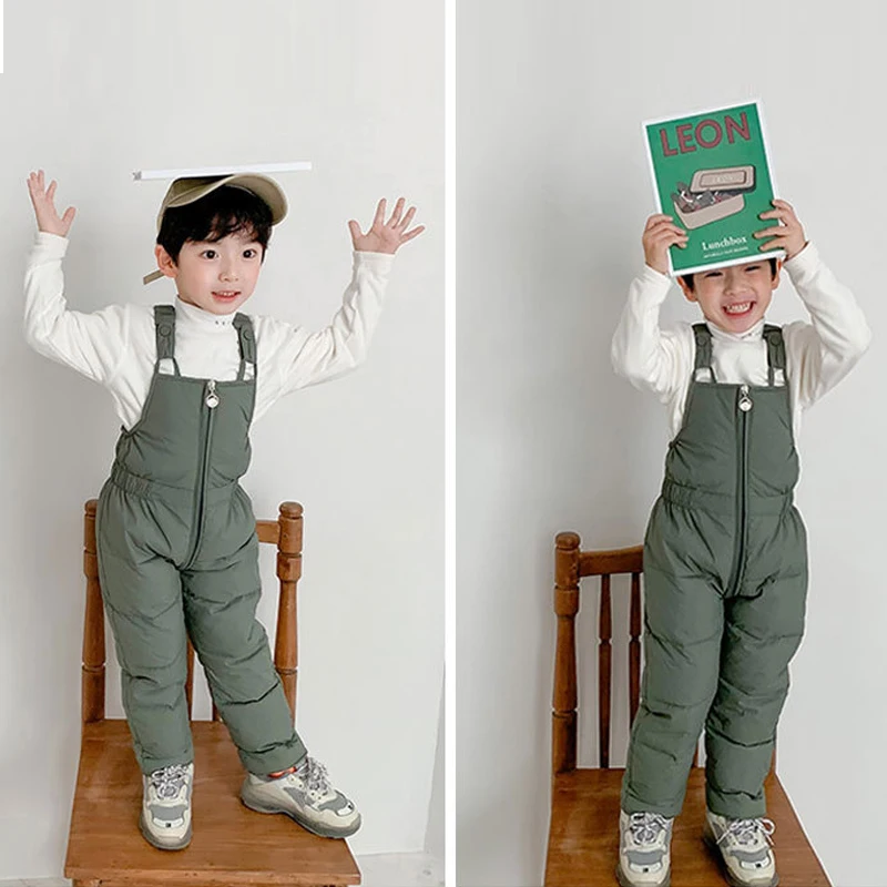 Girls Pants Boys Pants Girls Trousers Kids Pants Kids Jumpsuit Children Autumn Winter Down Pants Thicken Warm Boys Girls Rompers Baby Down Trousers Kids Casual Trousers 1-5 Years
