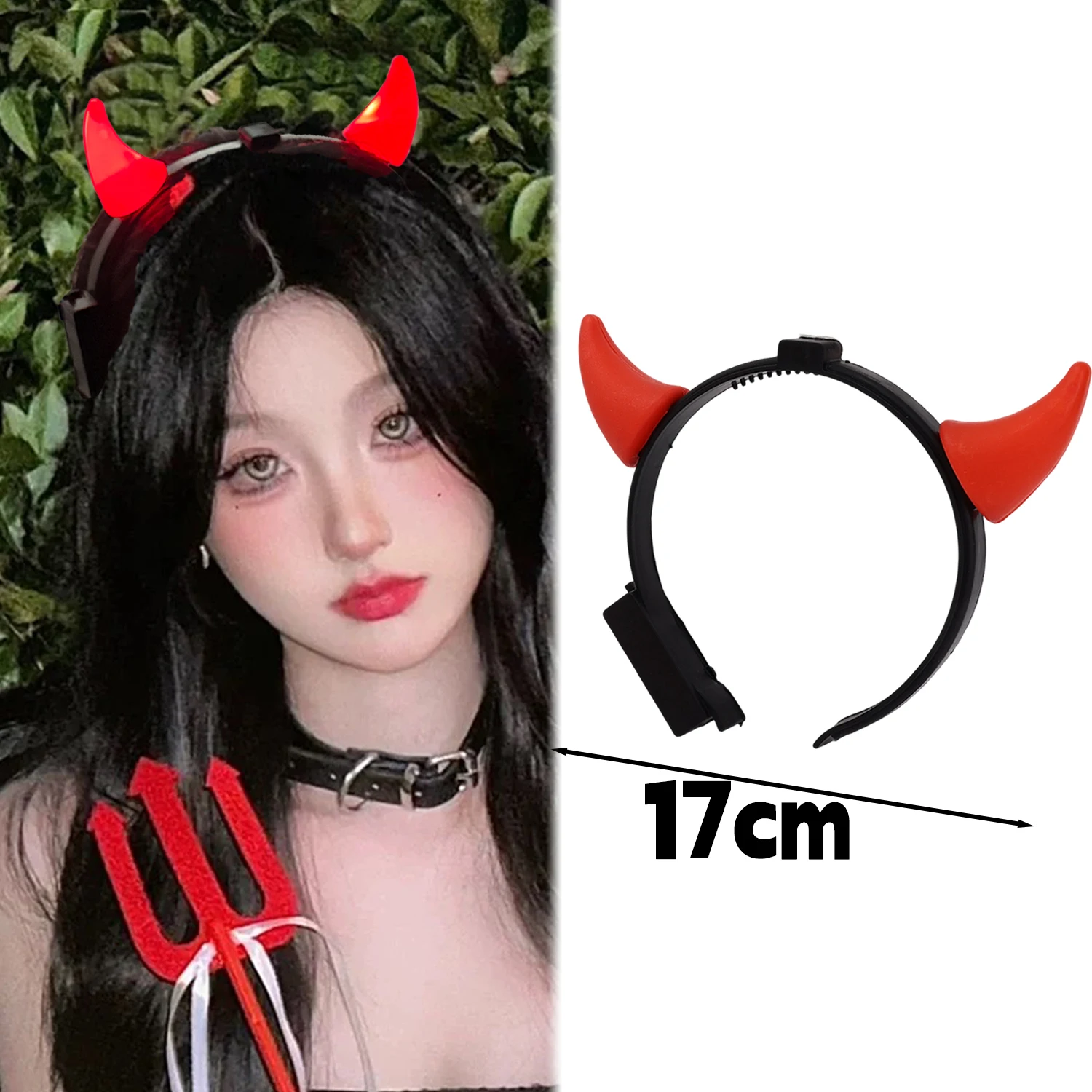 Glowing LED Devil Horns Headband for Halloween Costume Party Adjustable Lightweight Hair Band Spooky Glow Headwear Deco Hot Sale