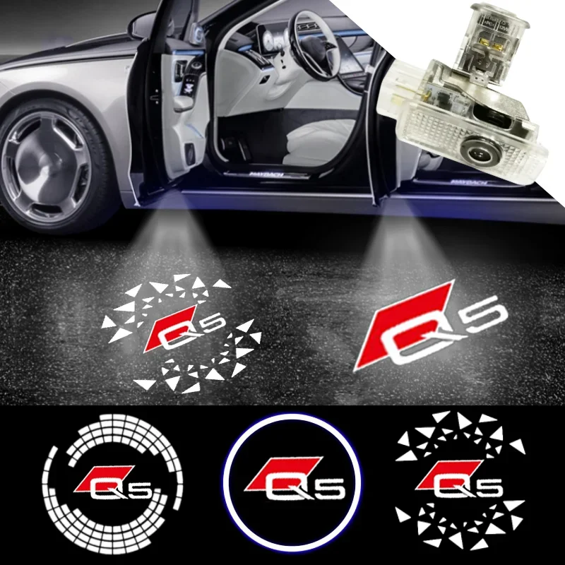 2Pcs LED Car Door Welcome Decor Lights for Audi Q5 2012- Emblem Styling Pattern Projector Lamps Courtesy Laser Light