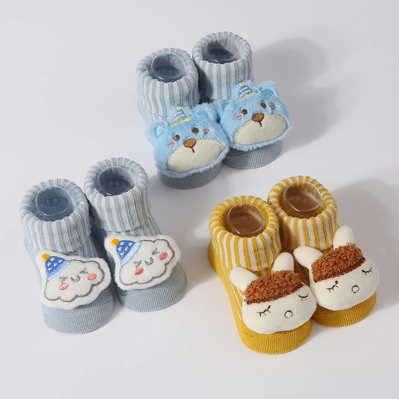 0-6M New Cute Baby Socks Cotton Newborn Sock Autumn Spring Cartoon 3D Elastic Stretch Baby Boy Girl Floor Socks Baby Stuff 3