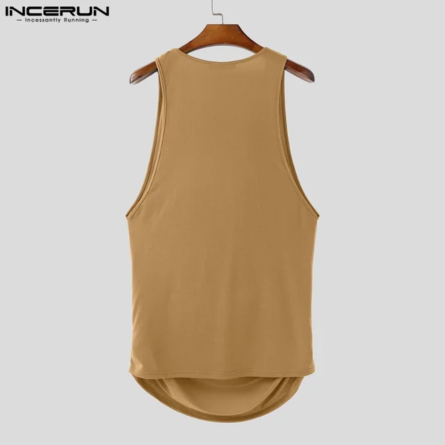 Men Tank Tops Solid Color Deep V Neck Sleeveless Summer Male Vests Streetwear 2025 INCERUN Pleated Sexy Fashion Men Clothing 5