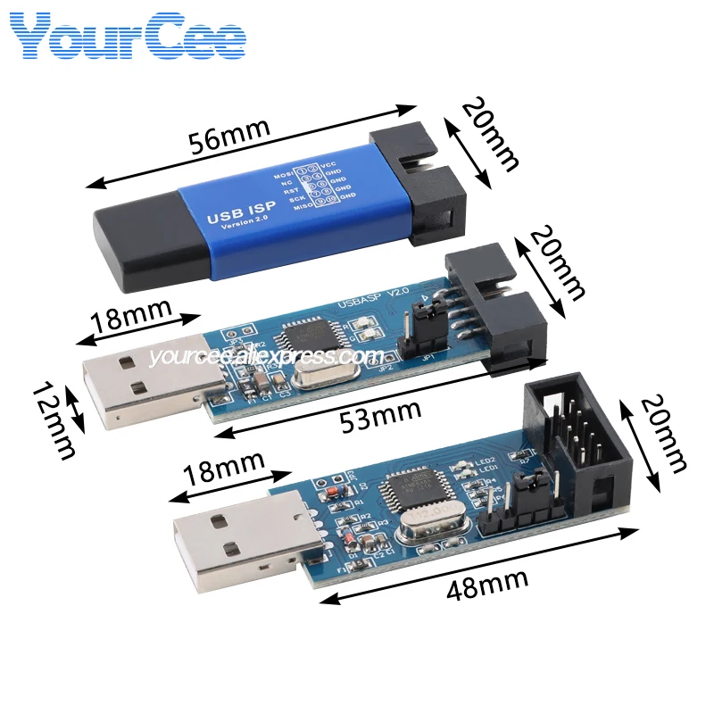 Hailege USBTiny USBtinyISP AVR ISP Programmer 6/10 Pin Bootloader per AVR IDE Bootloader