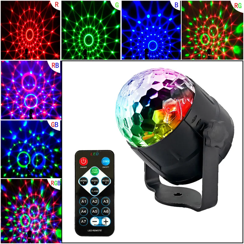 7 Colors Strobe Lamps disco light Sound Activated Stage with Remote Control for Home Room Parties