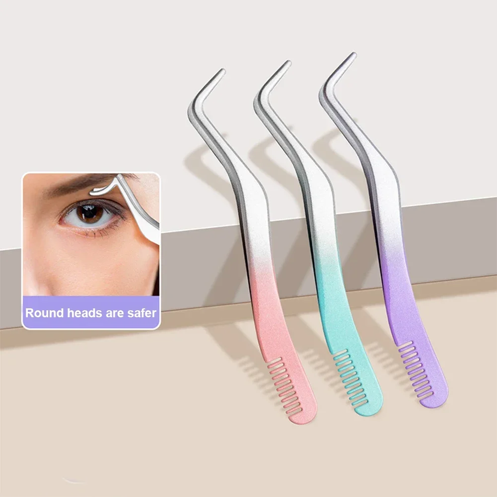 Description Picture 4 of itemFalse Eyelash Tweezers Fake Eye Lash Applicator Eyelash Extension Curler Nipper Auxiliary Clip Clamp Makeup Forceps Tools