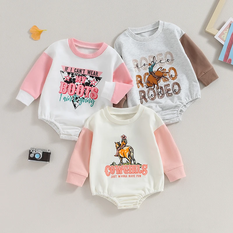 

Boys Girls Rompers Cotton Clothing Cattle Letter Print Patchwork Long Sleeve Sweatshirts Jumpsuits Newborn Costume baby