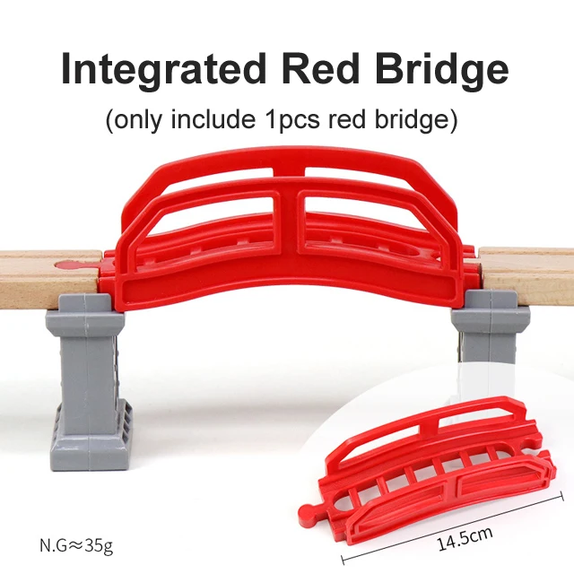 Wooden Railway Track Accessories Set with Bridge and Tunnel