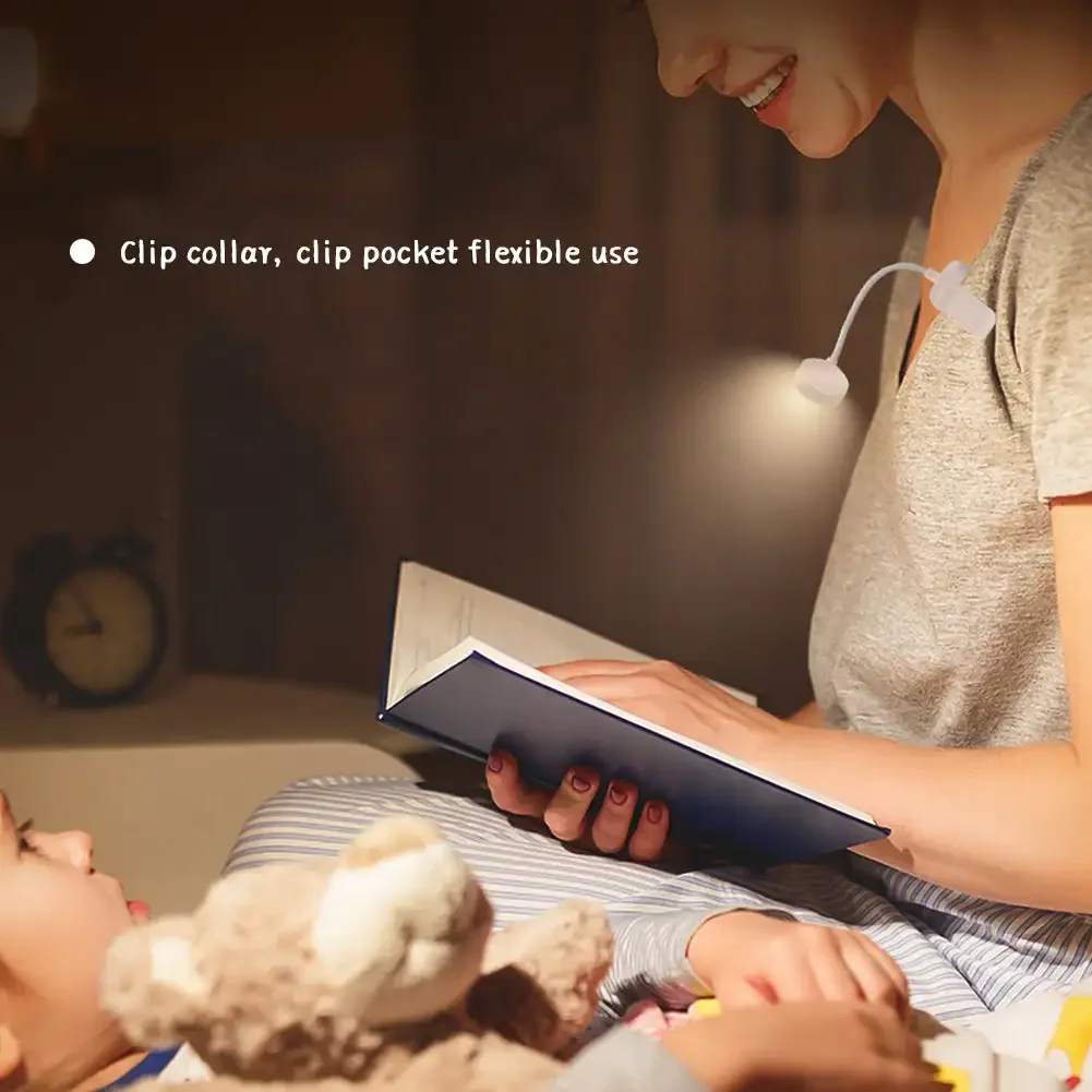 LED Light Desk Lamp Night Light Mini Clip Book Lamp 3 Colors Battery Powered USB for Reading