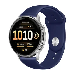 Silicone Sports Strap - Adjustable Fitness Bracelet, 20/22 mm Band - Garmin Venu 4 45mm (Midnight blue)