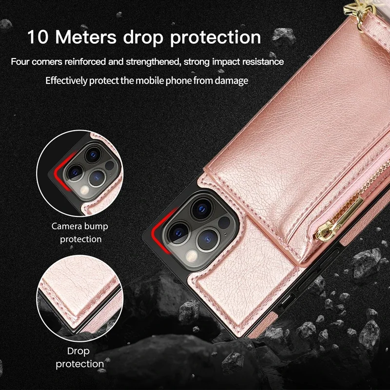 Wallet Diagonal Zipper Mobile Phones Case For iPhone 15 Pro Max 14 Plus 13 Pro 13 Mini 12 11 SE 2022 2020 X XS XR XS Max 8 7 6