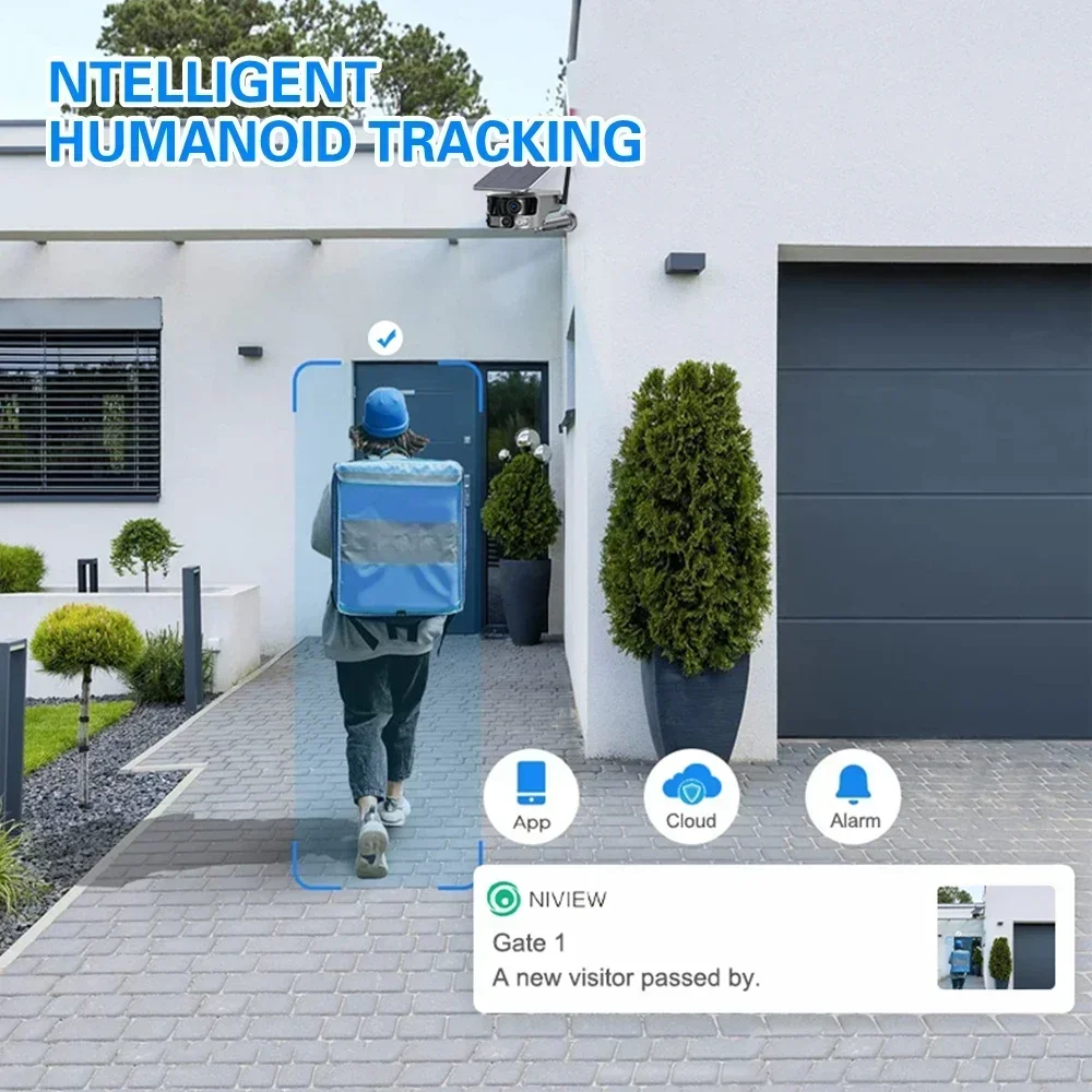 PEGATAH 4K 8MP Solar Camera Dual Lens 4G WIFI Camera 180° Ultra Wide View PIR Human Detection Security Camera Two-way Audio Cam