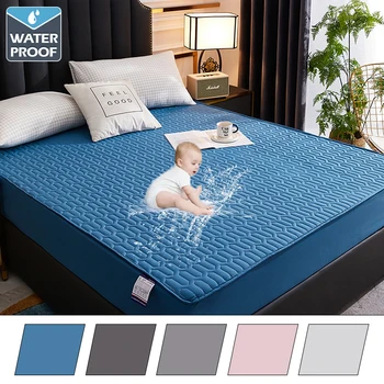 Housse de matelas imperméable 100%, housse de lit respectueuse de la peau, couvre-lit élastique réglable, chapeaux de lit multi-tailles pour la maison 1
