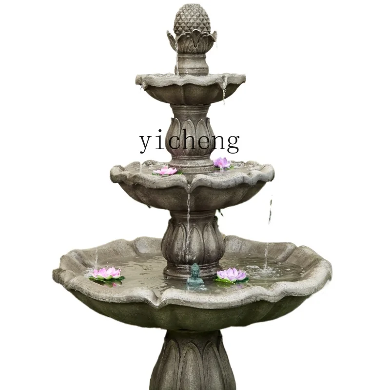 

ZK Outdoor Water Flow Lucky Fountain Decoration Circulating Pool Courtyard Garden Villa Hotel Floor Lotus Landscape Decoration
