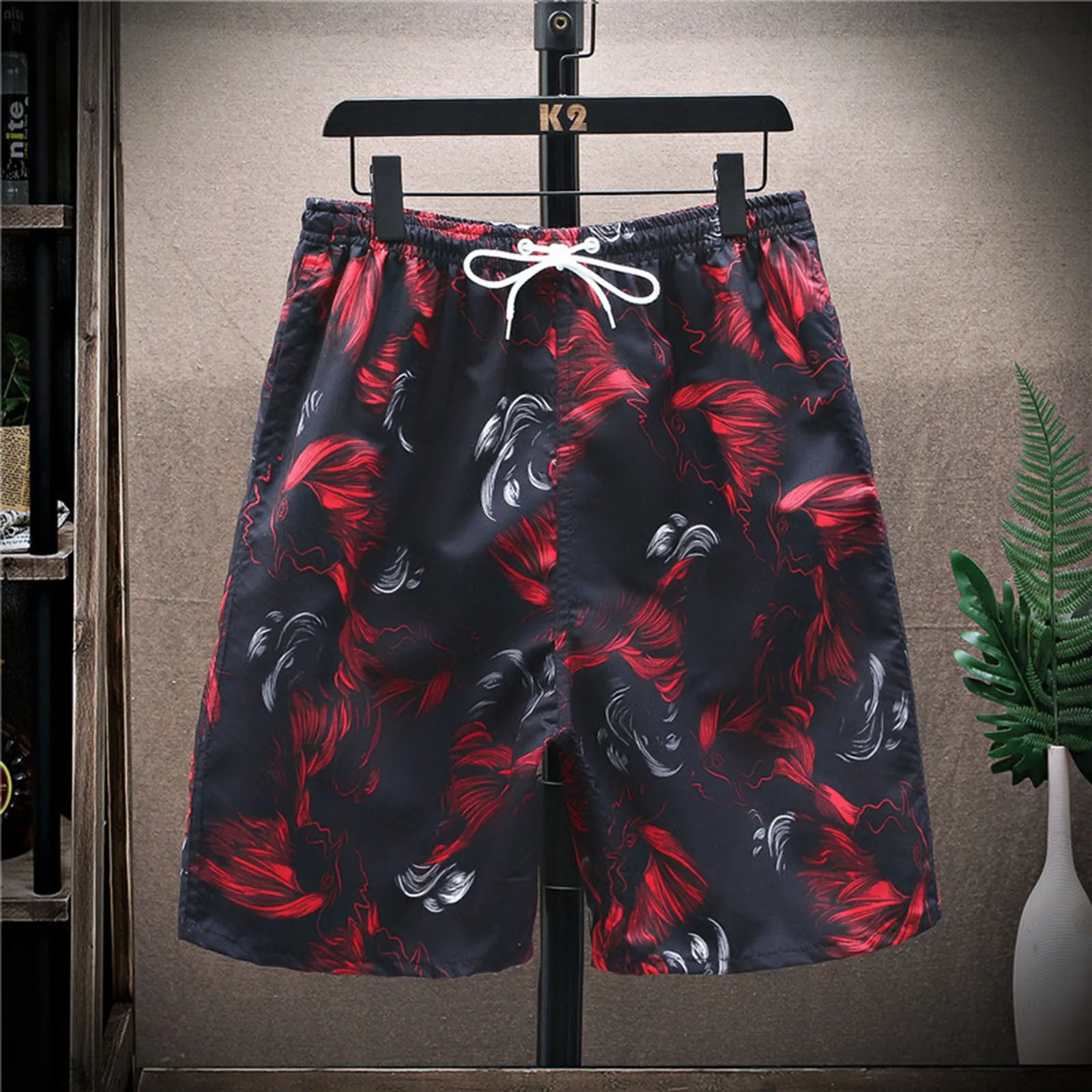 Summer Printed Beach Shorts For Men Fashion Sports Cargo Pants Straight Leg Loose Shorts Drawstring Elastic Waisted Trousers 4
