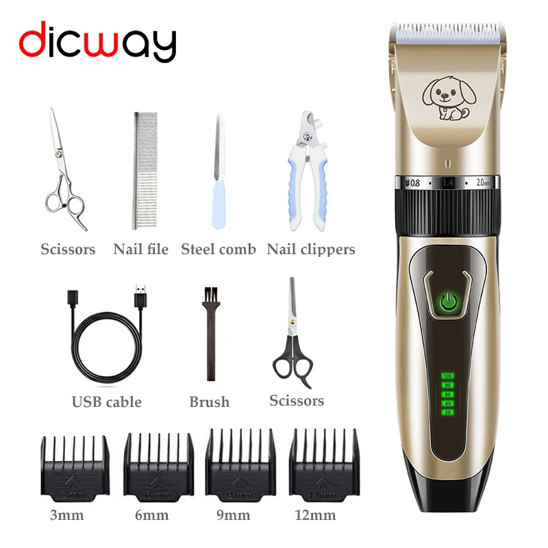 

Rechargeable Pet Dog Hair Trimmer Professional Animal Hair Clipper Low Noise Remover Grooming Cat Shaver Machine Battery