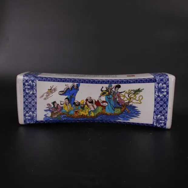 

Фарфоровая Подушка имитация поздних династии Цин, Восьми Бессмертных, пересекающих море, постельное белье, коллекционные украшения