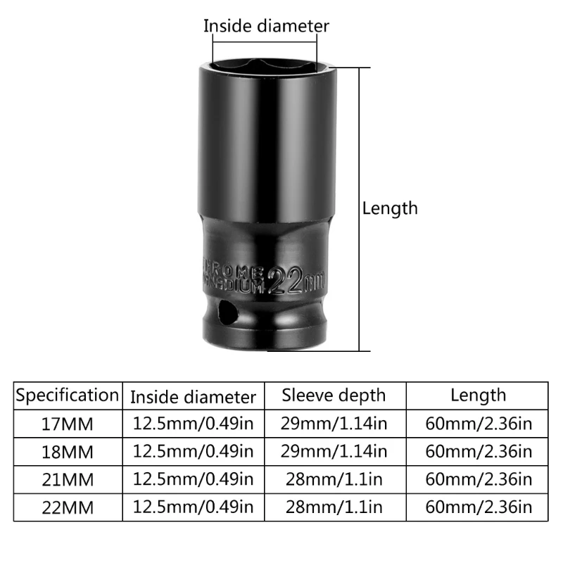 Efficient 1/2inch ExtendedHex Socket Quality 21mm Deep Impact Socket Deep Impact Socket Quick Fastening 6