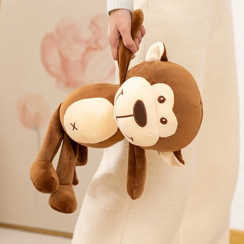 Hot 1pc 45cm Kawaii Monkey Plush Doll Brown Smiling Monkey Soft Stuffed Animal Cute Huggable Plushies Birthday Gifts For Girl