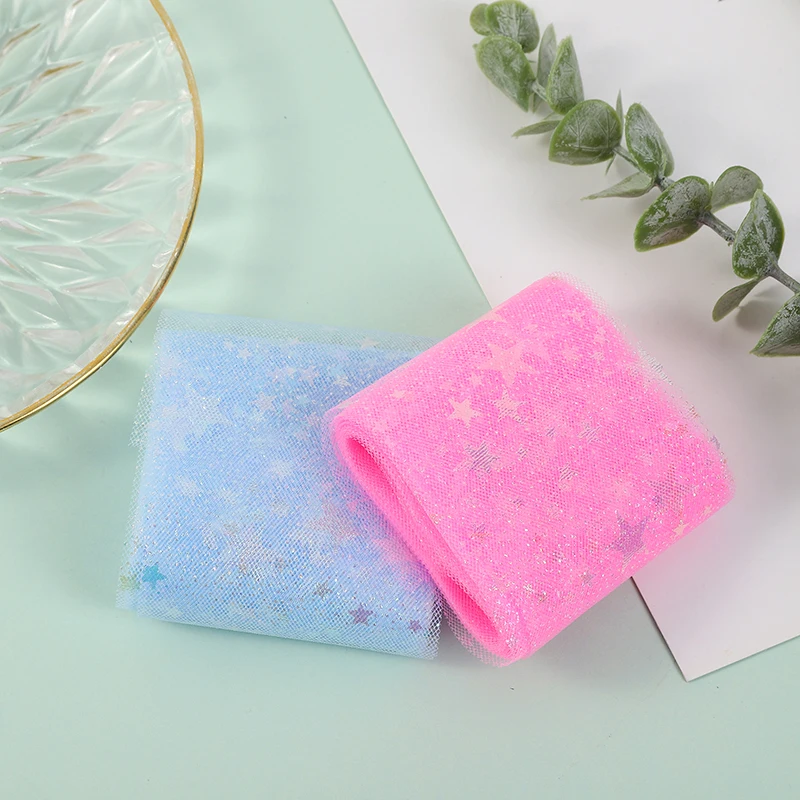 Illusory Color Star Mesh Fabric Cake Top Decoration Ribbon Bow Soft Twill Tulle DIY Wedding Birthday Decoration 6cm * 5yards