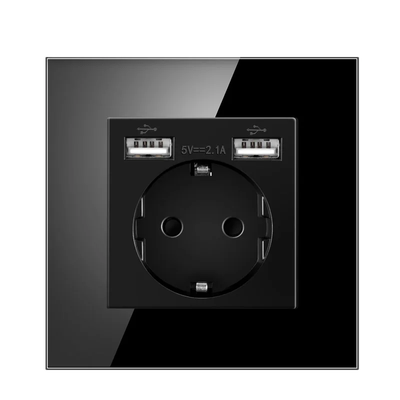 EU Socket 2USB black