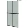Black 39.4x76.8 Walk-in Shower Wall with Shelf - ESG Glass & Aluminum Design 3