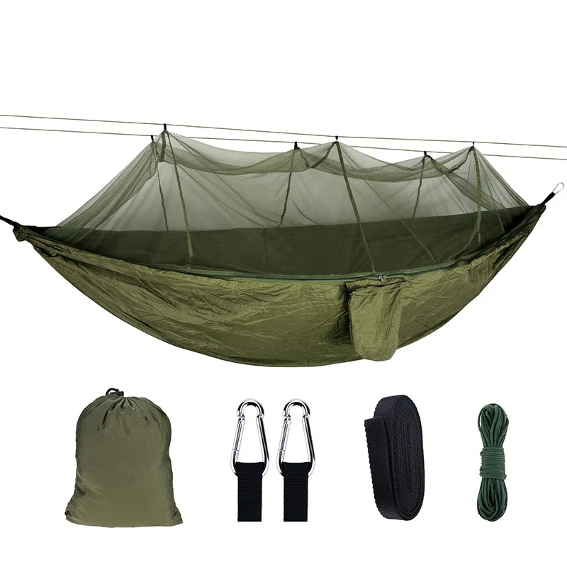 260x140cm Outdoor Mosquito Repellent Garden Hammock Double Can Bear 300kg 210T Nylon Mosquito Net Parachute Cloth Camping Travel 4