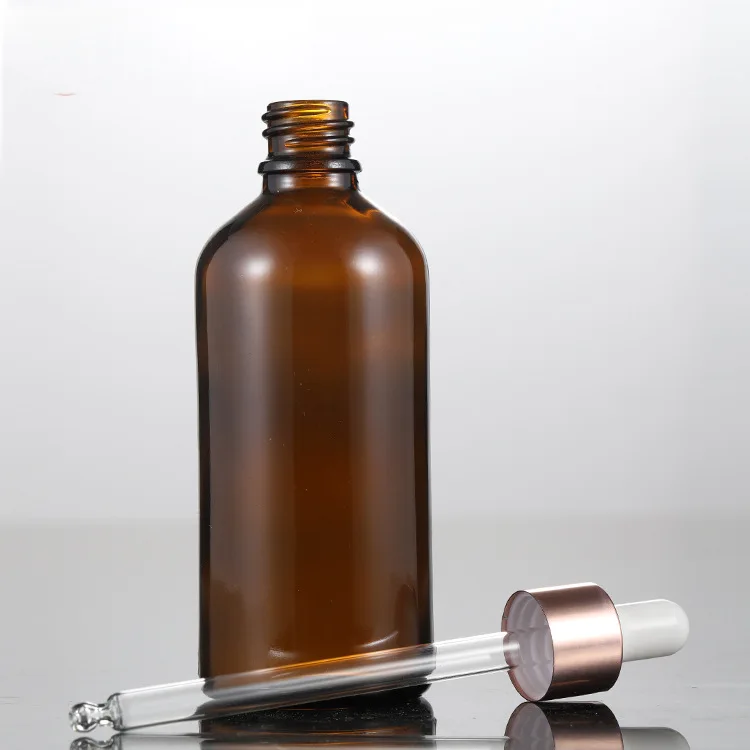 30X Amber 5ml-100ML Reagent Eye Dropper Drop Glass Aromatherapy Liquid Pipette Essential Oil Refillable Bottles Rose Pink Cover 3
