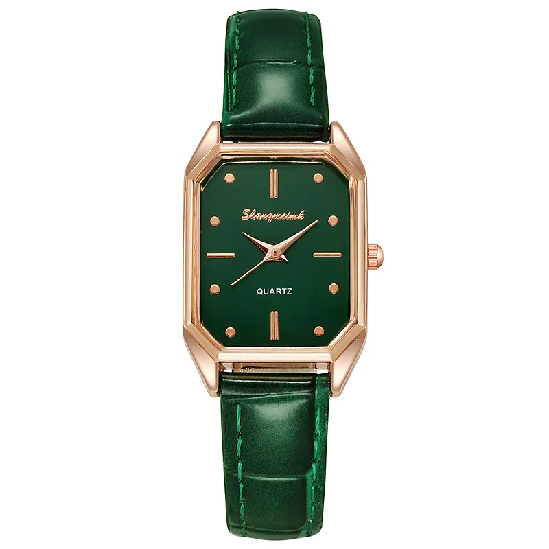 

Luxury Fashion Green Watches Women Qualities Diamond Studded Quartz Watch Ladies Leather Wristwatches Elegant Montre Femme