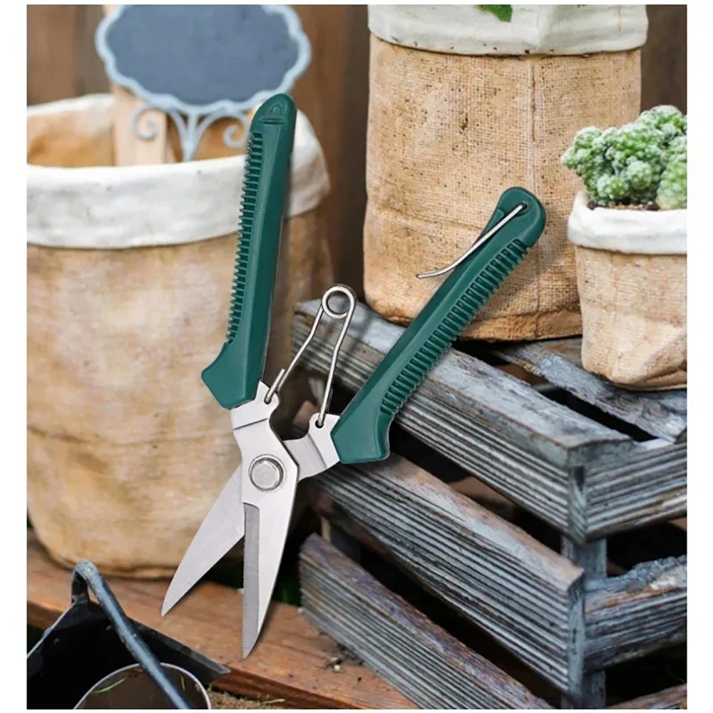 190mm Straight Pruning Shears Stainless Steel Non-Slip Handle Garden Scissors for Bonsai Household Fruit Tree Trimming Tool