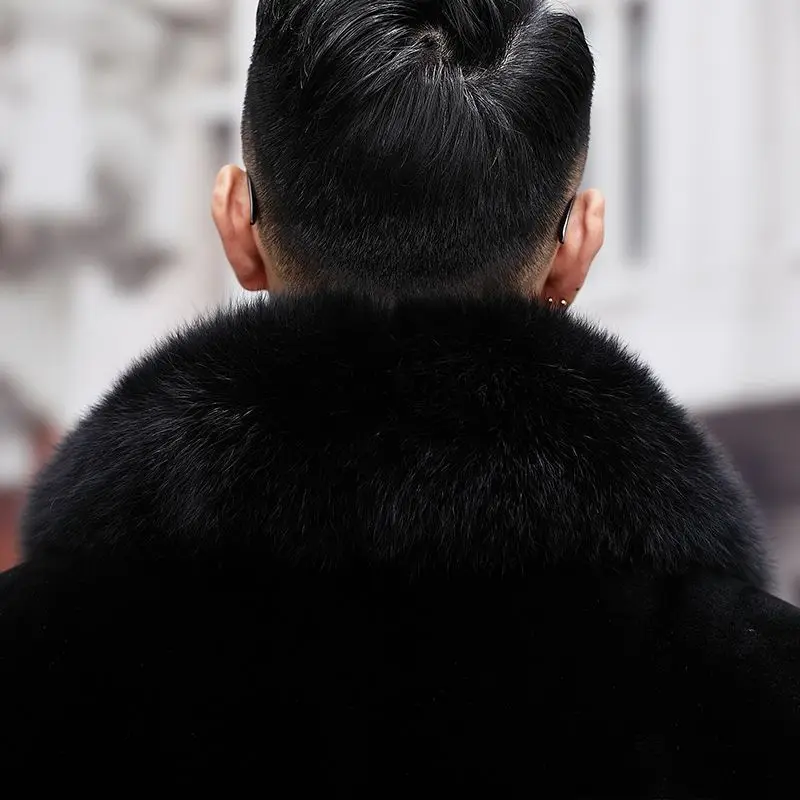 Mink Coat with Men's Fur Integrated Winter Plush Thickened To keep Warm Velvet Slim Fit Long Solid Color Faux Fur Jacket C29