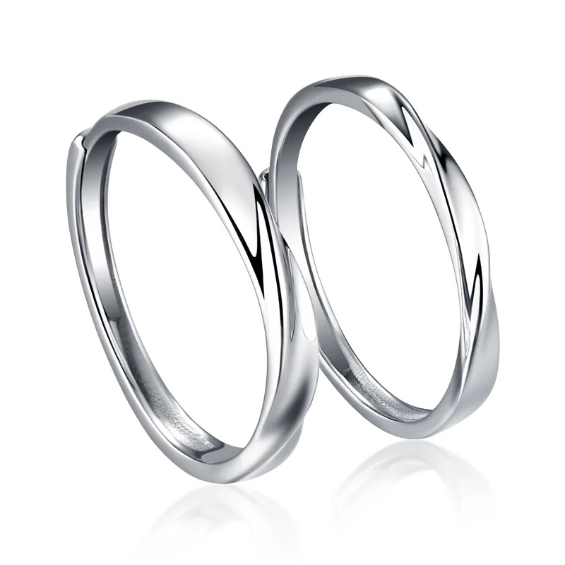 

New fashion trend opening couple men and women S925 silver inlaid 5A zircon original design simple ring