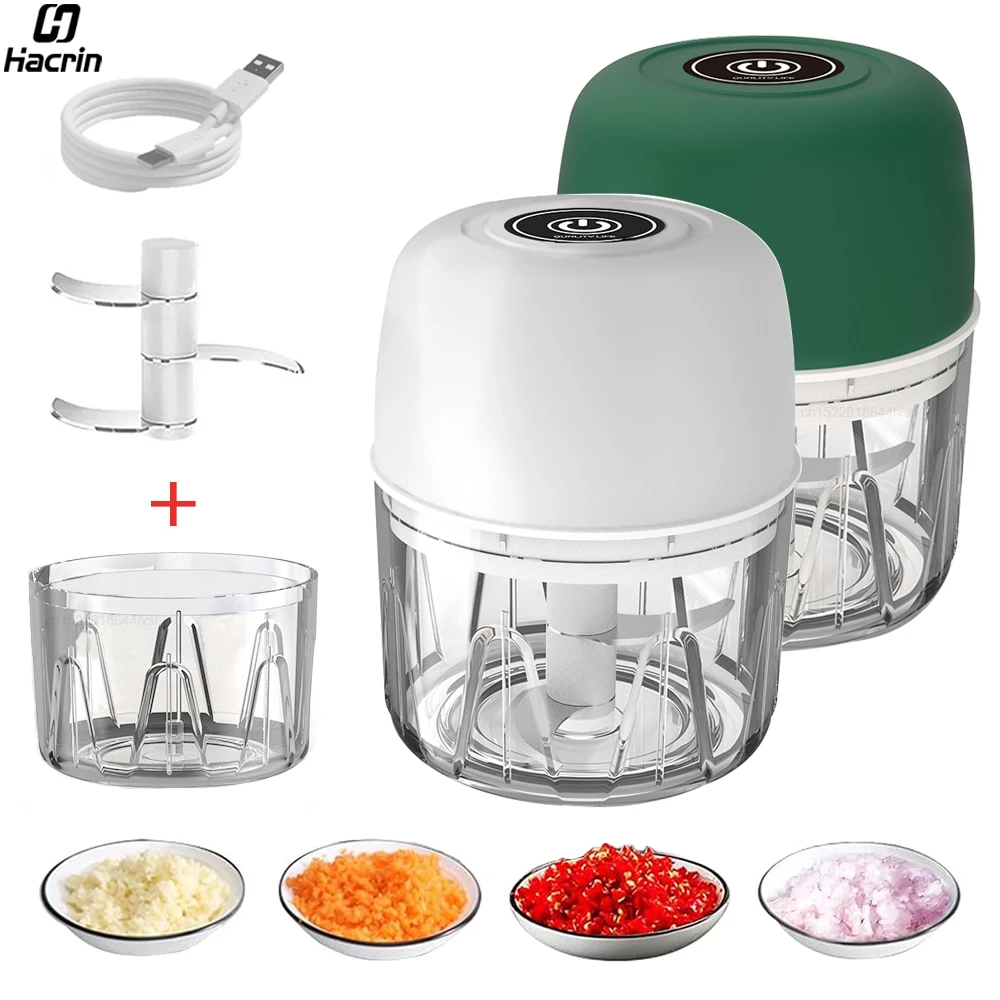 Electric Chopper Mini Food Processor Portable Electric Garlic Chopper Mini Wireless Vegetable Garlic Onion Meat Grinder Blender garlic chopper