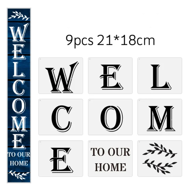 21*18cm English Letter Welcome Stencil DIY Layering Wall Scrapbook Coloring  Embossing Album Decoration Card Painting Template - AliExpress
