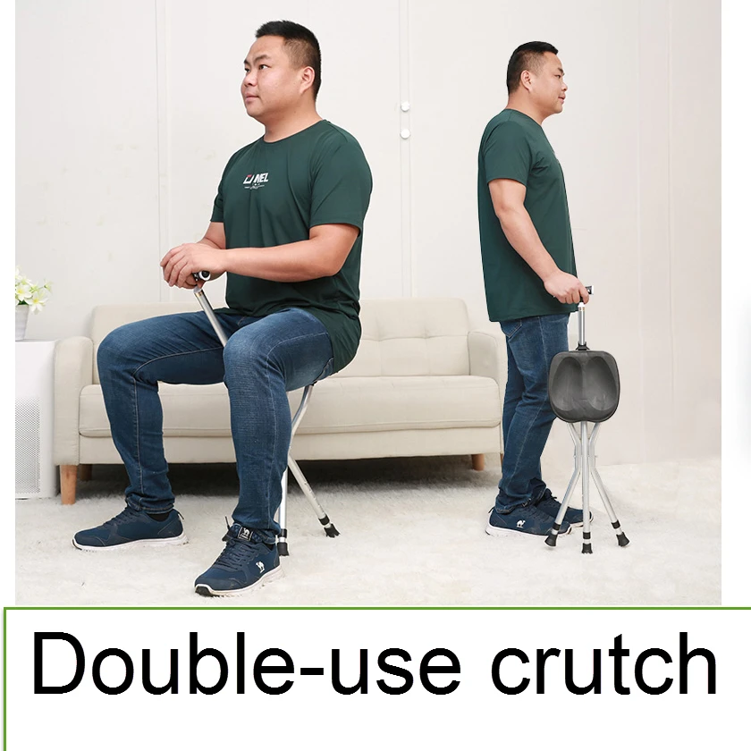 Double use crutch 8.5kg Elderly cane triangular non slip crutches with