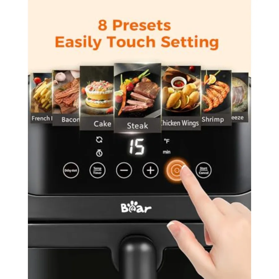 Air Fryer with Stainless Steel Construction and 8 Presets for Rapid Family Meals 6.4Qt Large Capacity Featuring Visible Window 5
