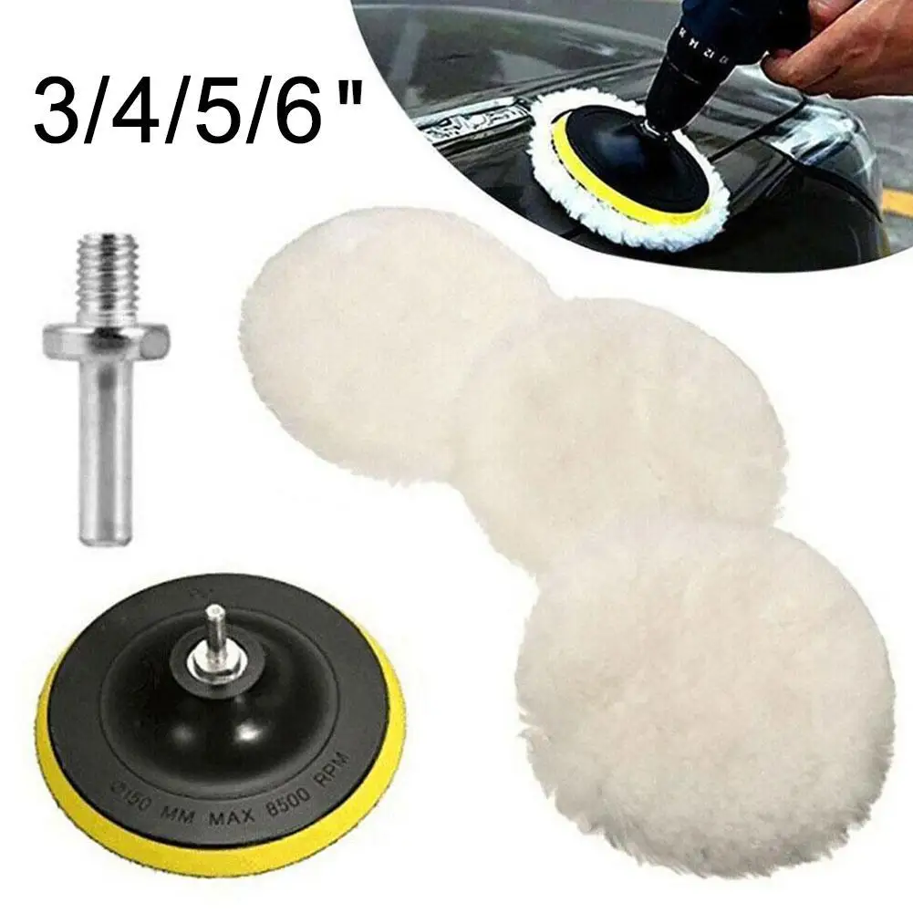 Car Polishing Pad 6PCS Sponge Beauty Polishing 3/7in Sponge Wheel Wool Disc Wax Super Soft Pad Pneumatic Drill Adapter