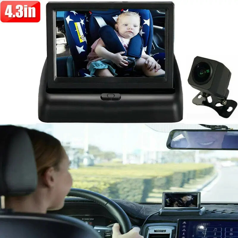 Bileeko Car Baby Safety Camera Seat Rear View Mirror Camera Night Vision +4.3" Mirror Monitor