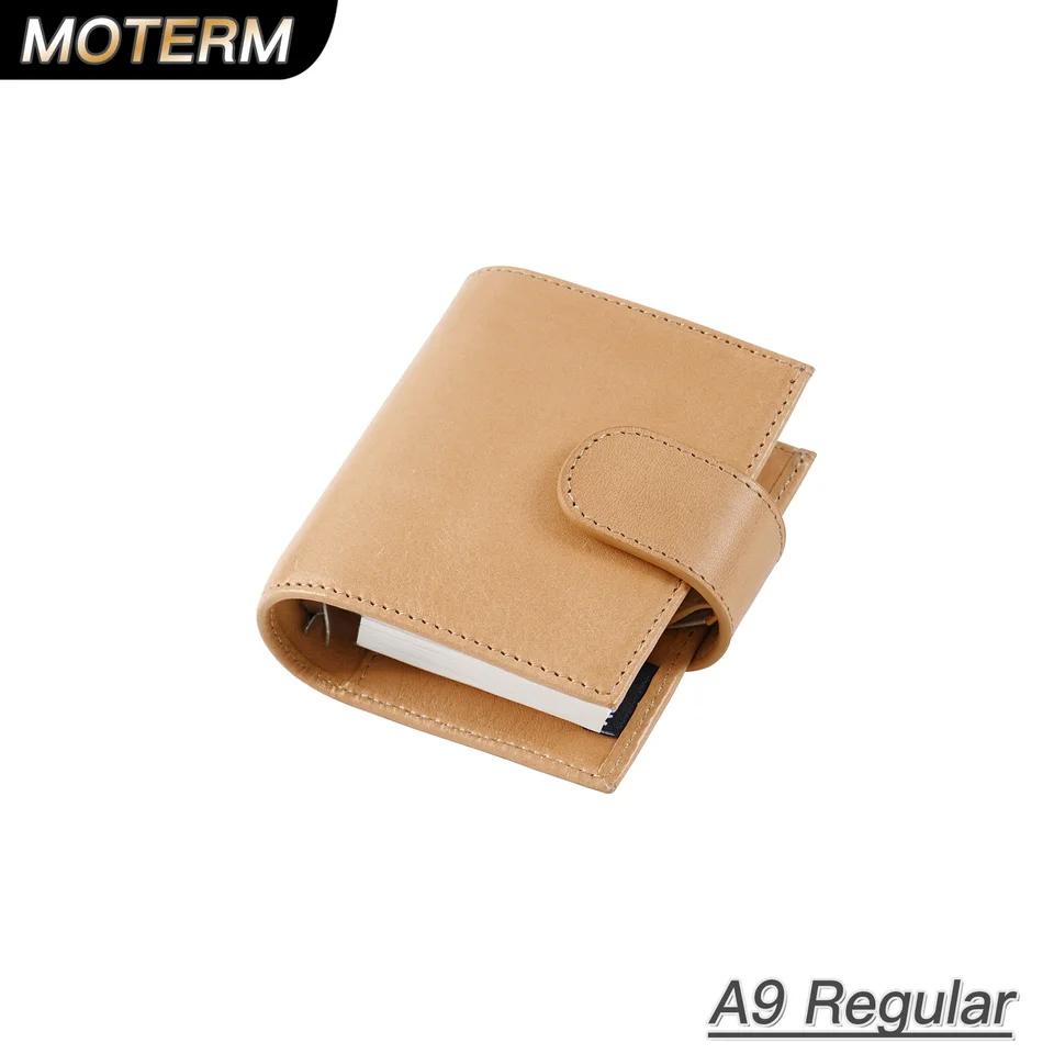 Motermフル穀物ベジタンレザー正規A9サイズリングプランナー3-穴 Motermフル穀物ベジタンレザー正規A9サイズリングプランナー3-穴