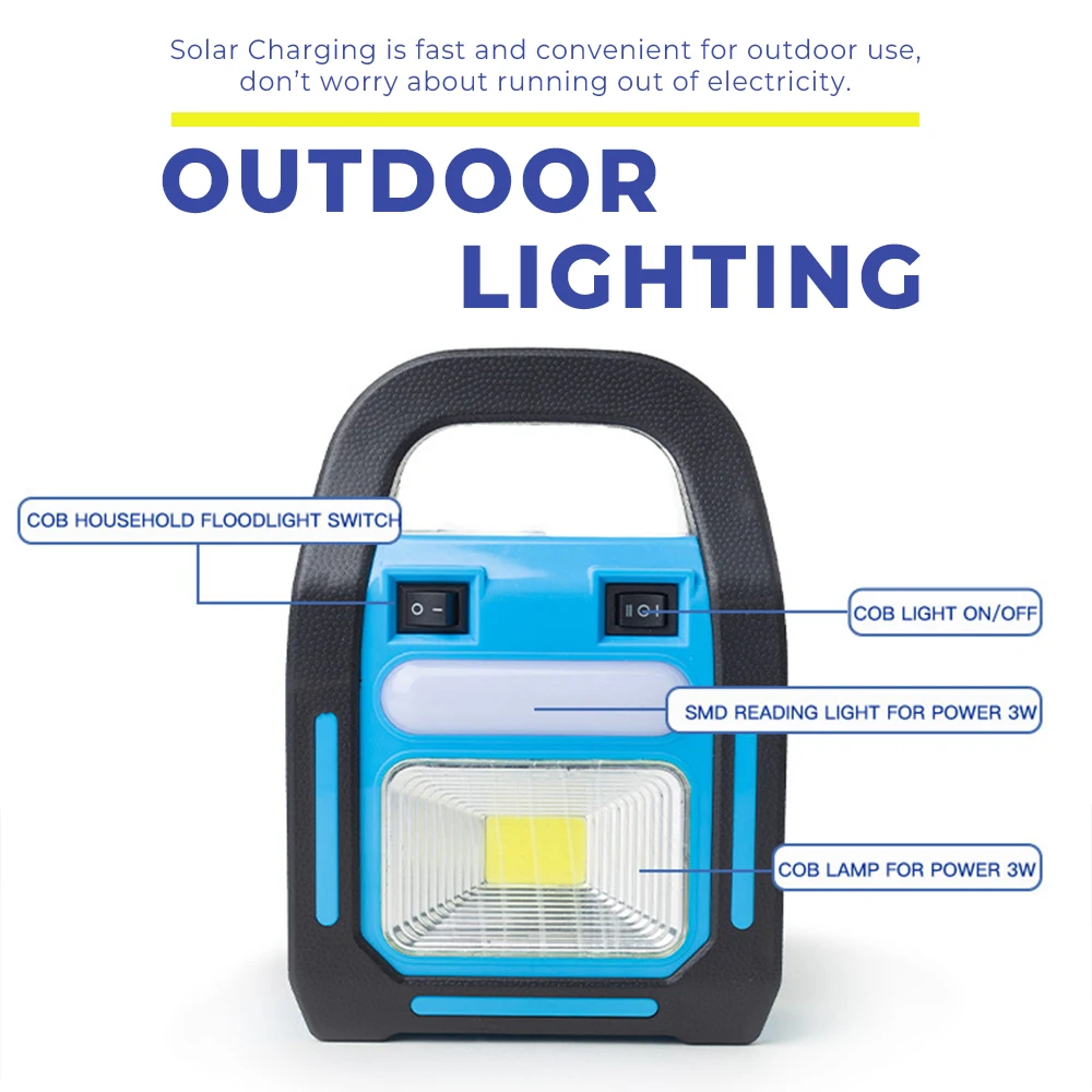 Solar small system light mobile phone emergency rechargeable external bulb camping Waterproof Flashlight LED Light